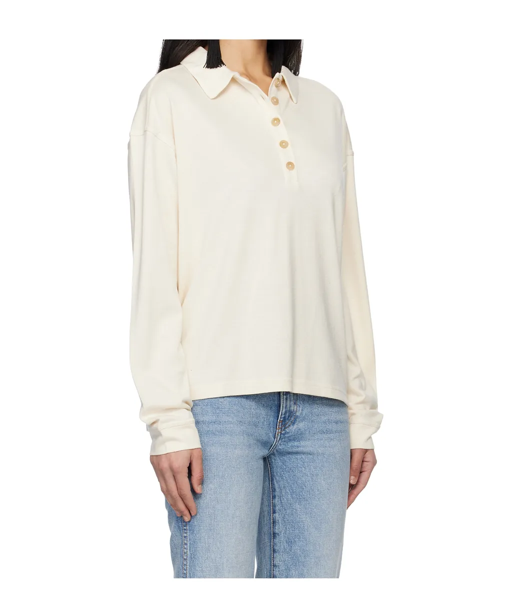 Long-Sleeved Knit Polo Shirt