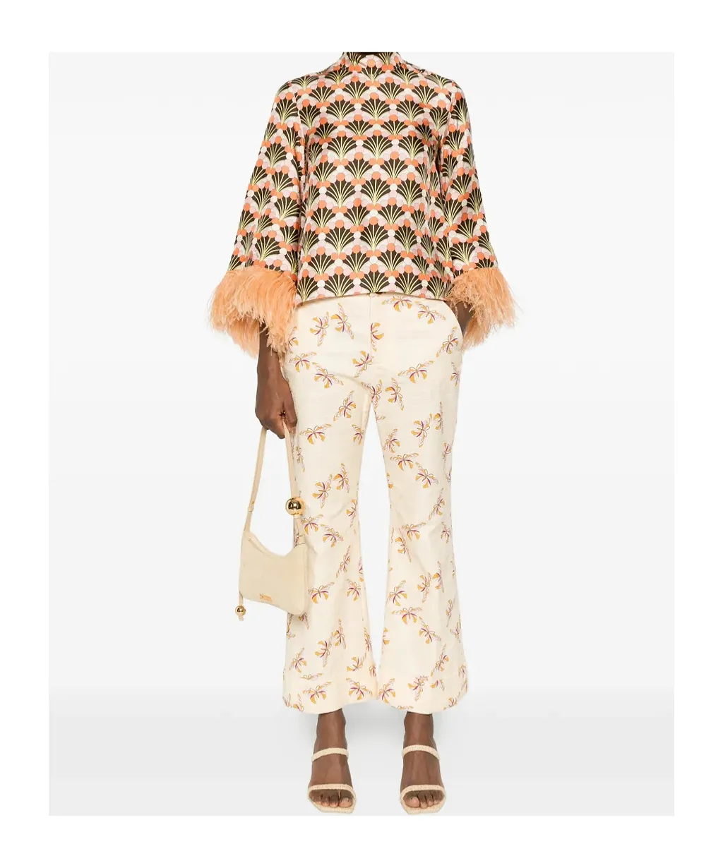 La Doublej Make An Exit Feather-Trim Top