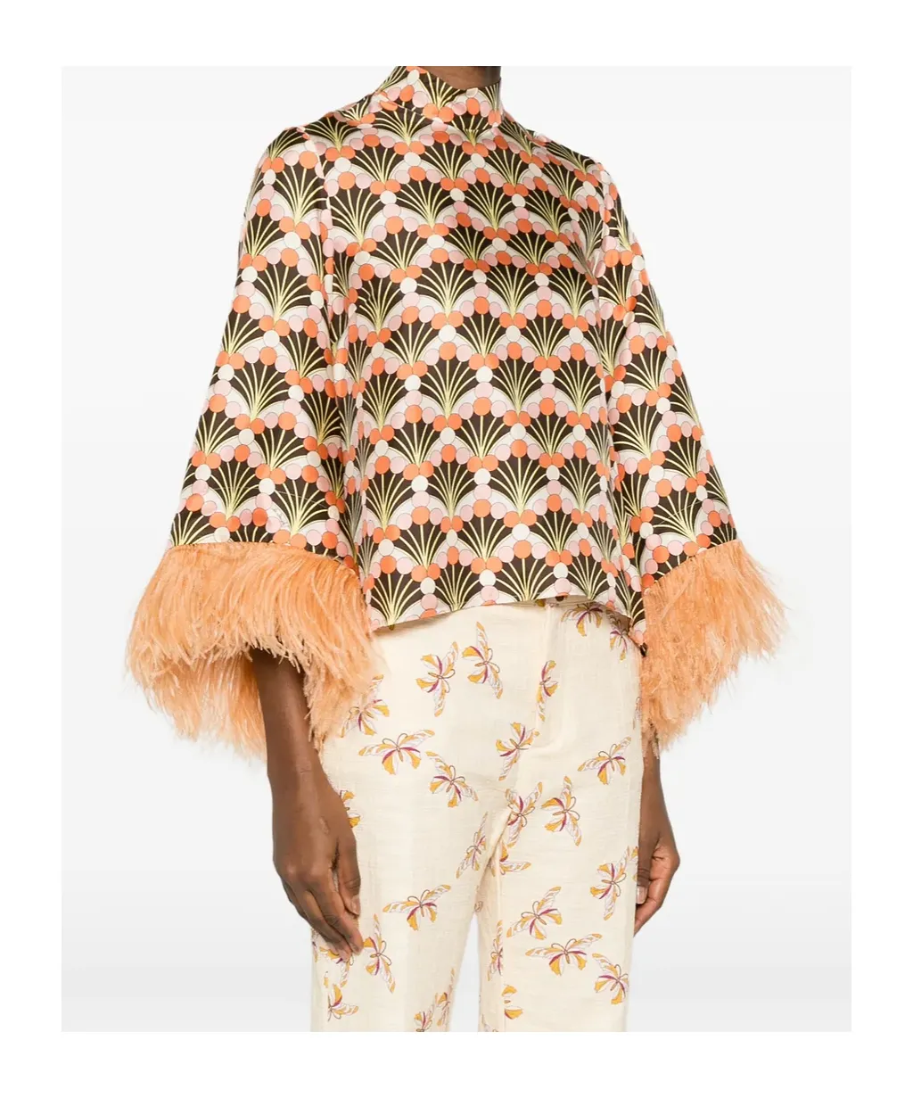 La Doublej Make An Exit Feather-Trim Top