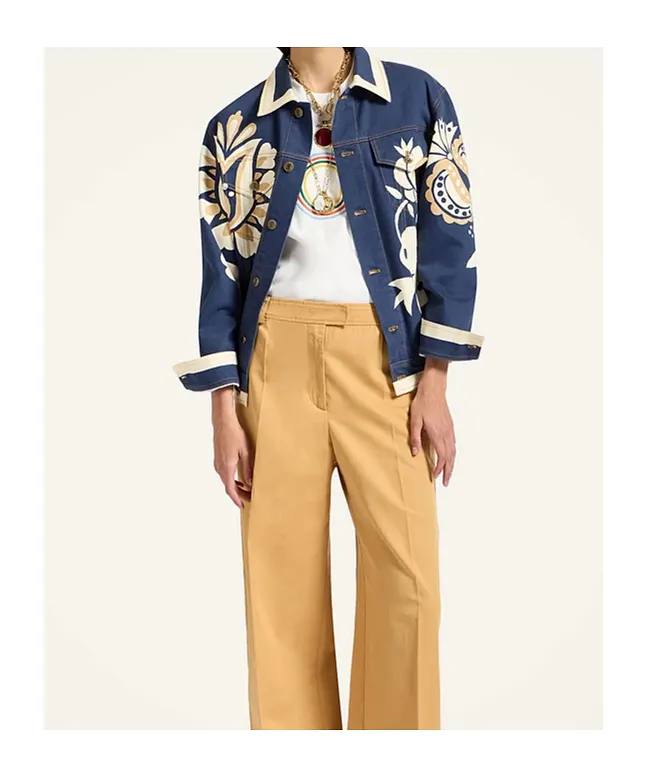 Floral-Print Denim Jacket