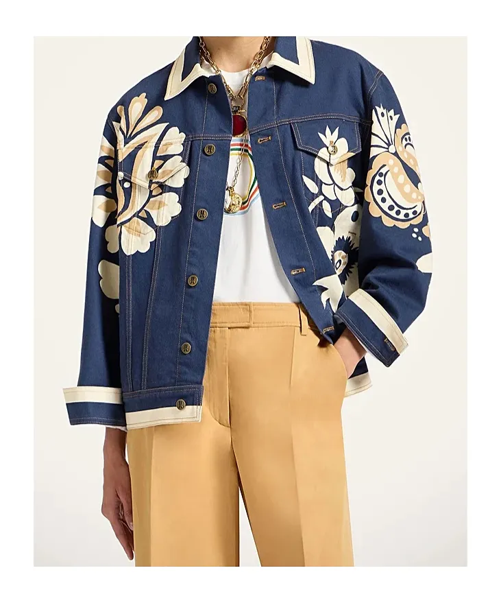 Floral-Print Denim Jacket