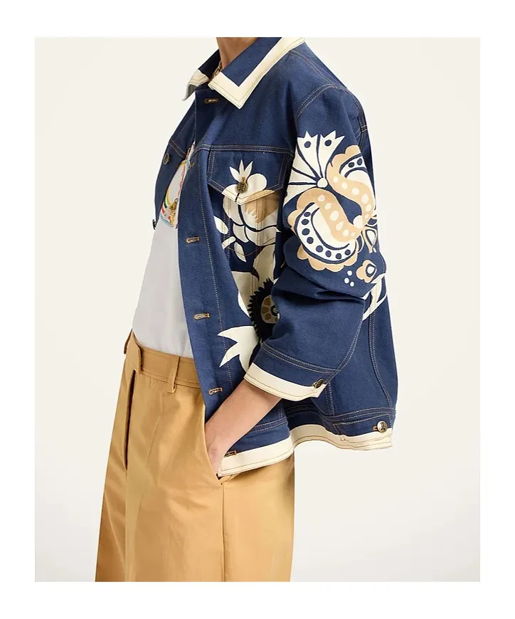 Floral-Print Denim Jacket