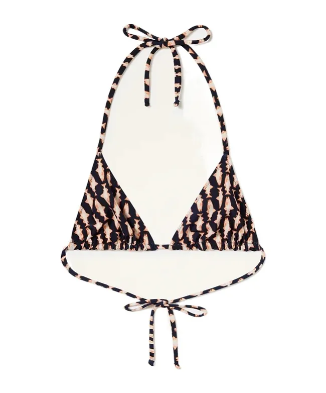 Fish-Print Triangle Bikini Top