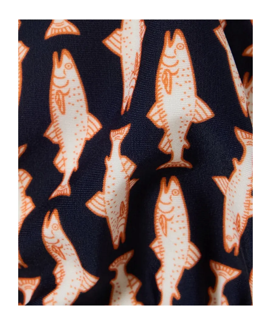 Fish-Print Triangle Bikini Top