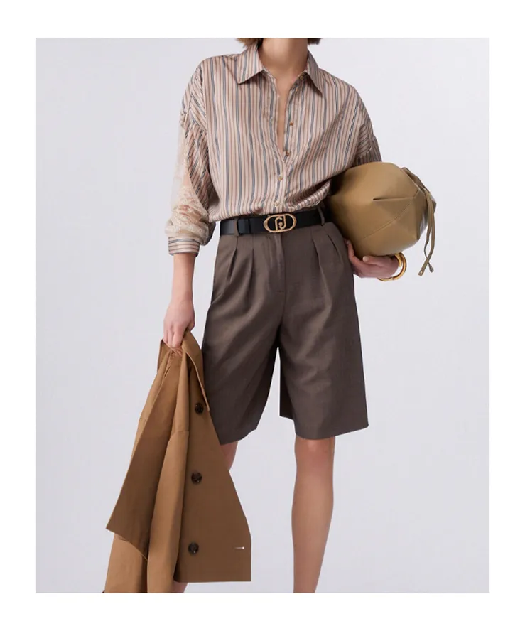 Liu Jo Striped Lace-Sleeve Shirt