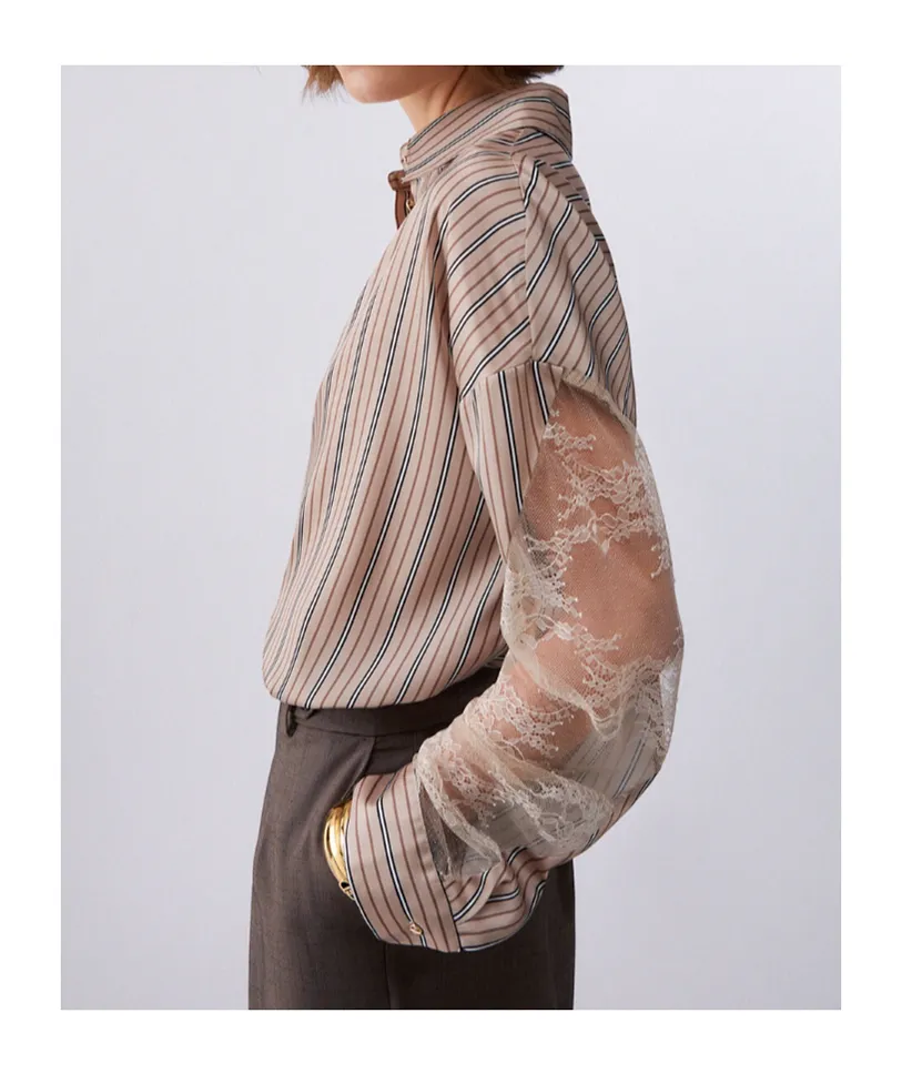 Liu Jo Striped Lace-Sleeve Shirt