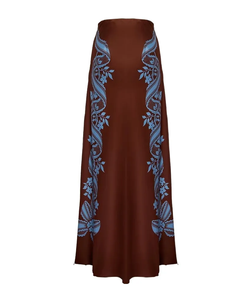 Mix-Print Midi Skirt