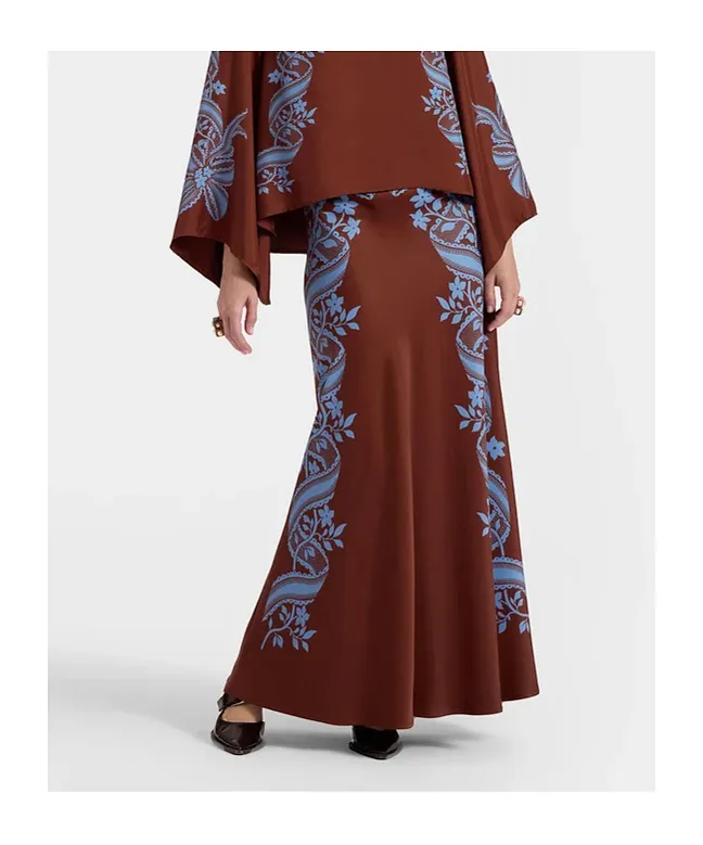 Mix-Print Midi Skirt