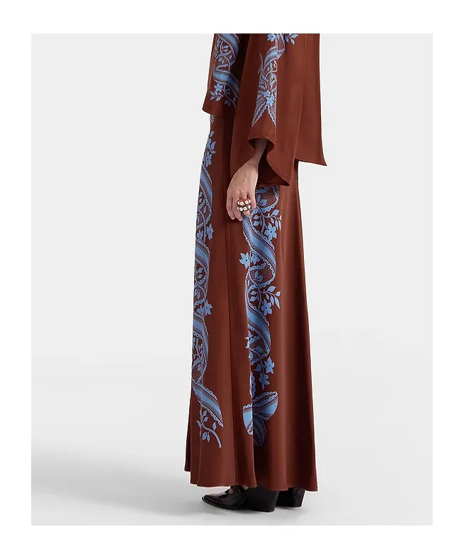 Mix-Print Midi Skirt