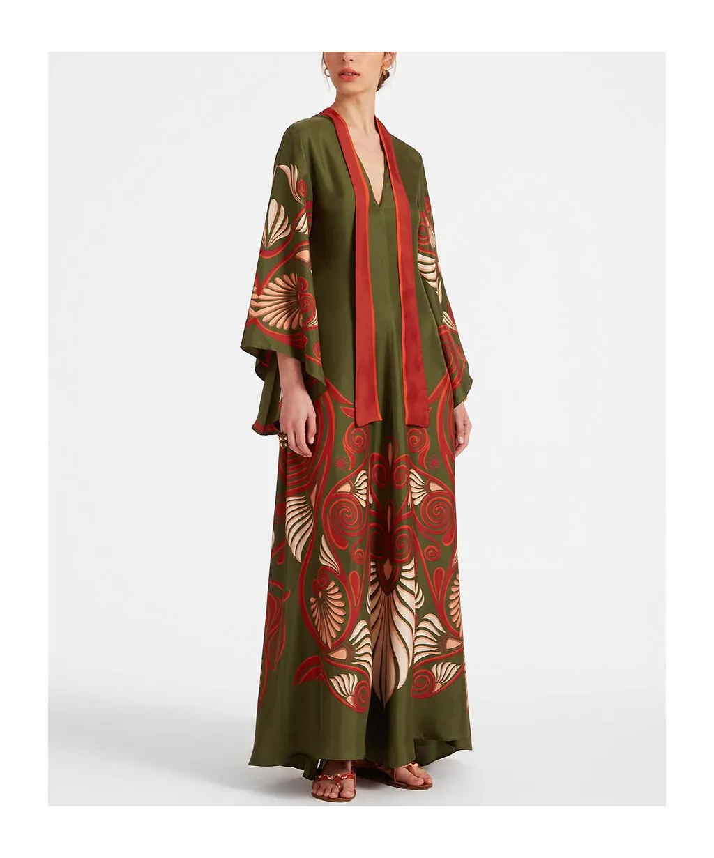 Magnifico Botanical-Print Silk Dress