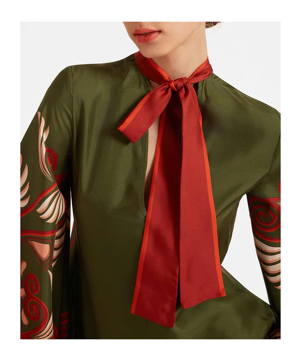 Magnifico Botanical-Print Silk Dress