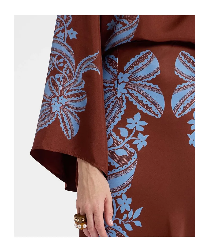 Mix-Print Midi Skirt
