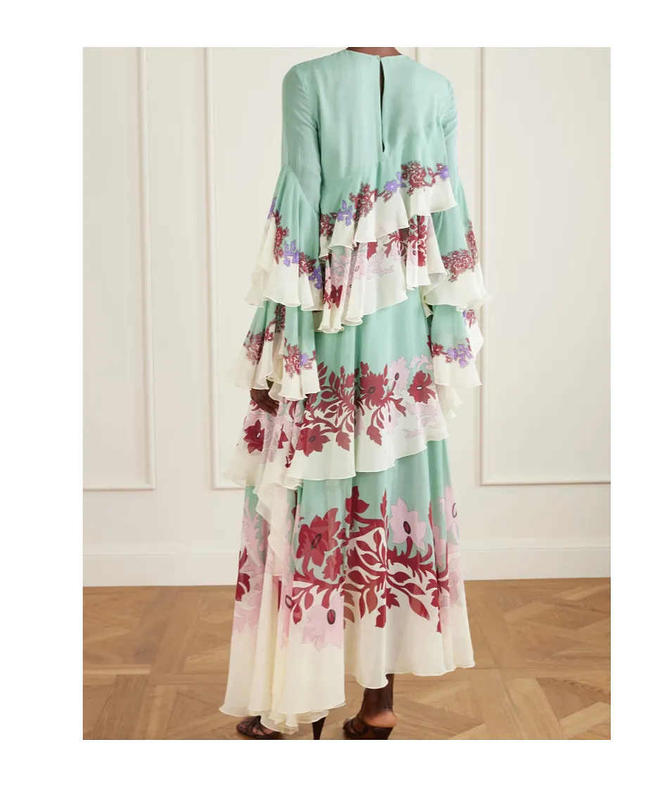 Naiad Asymmetrical Ruffle Dress
