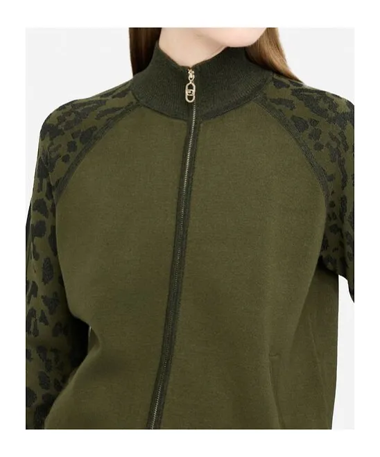 Leopard-Print Zip-Up Sweater