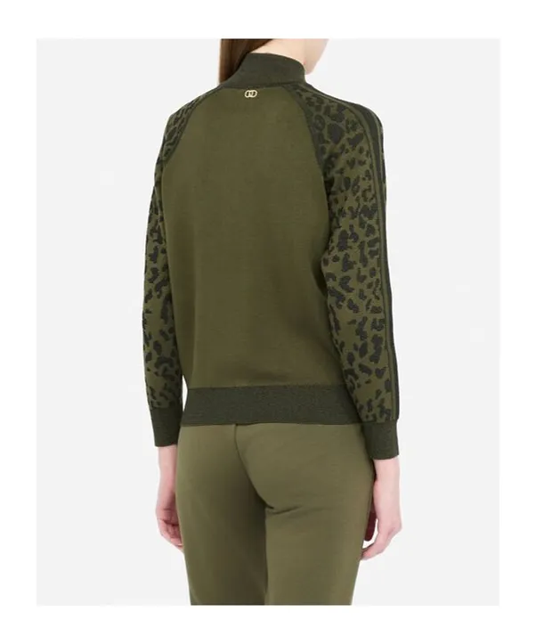 Leopard-Print Zip-Up Sweater