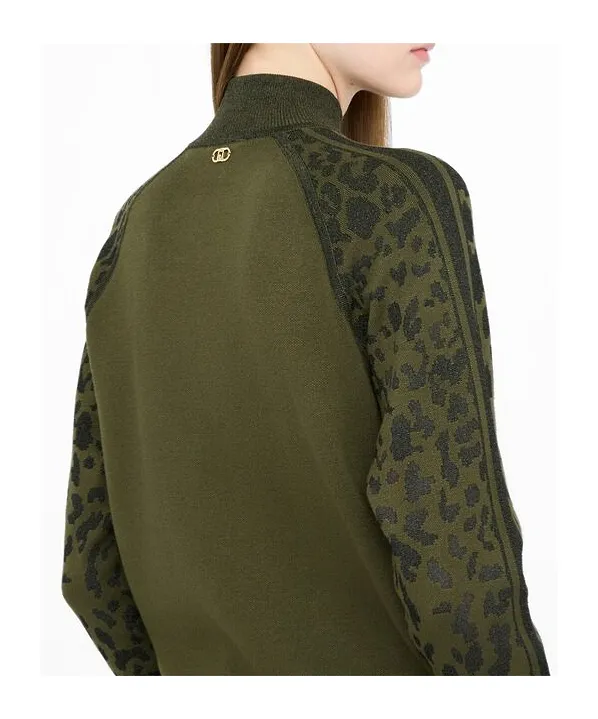 Leopard-Print Zip-Up Sweater