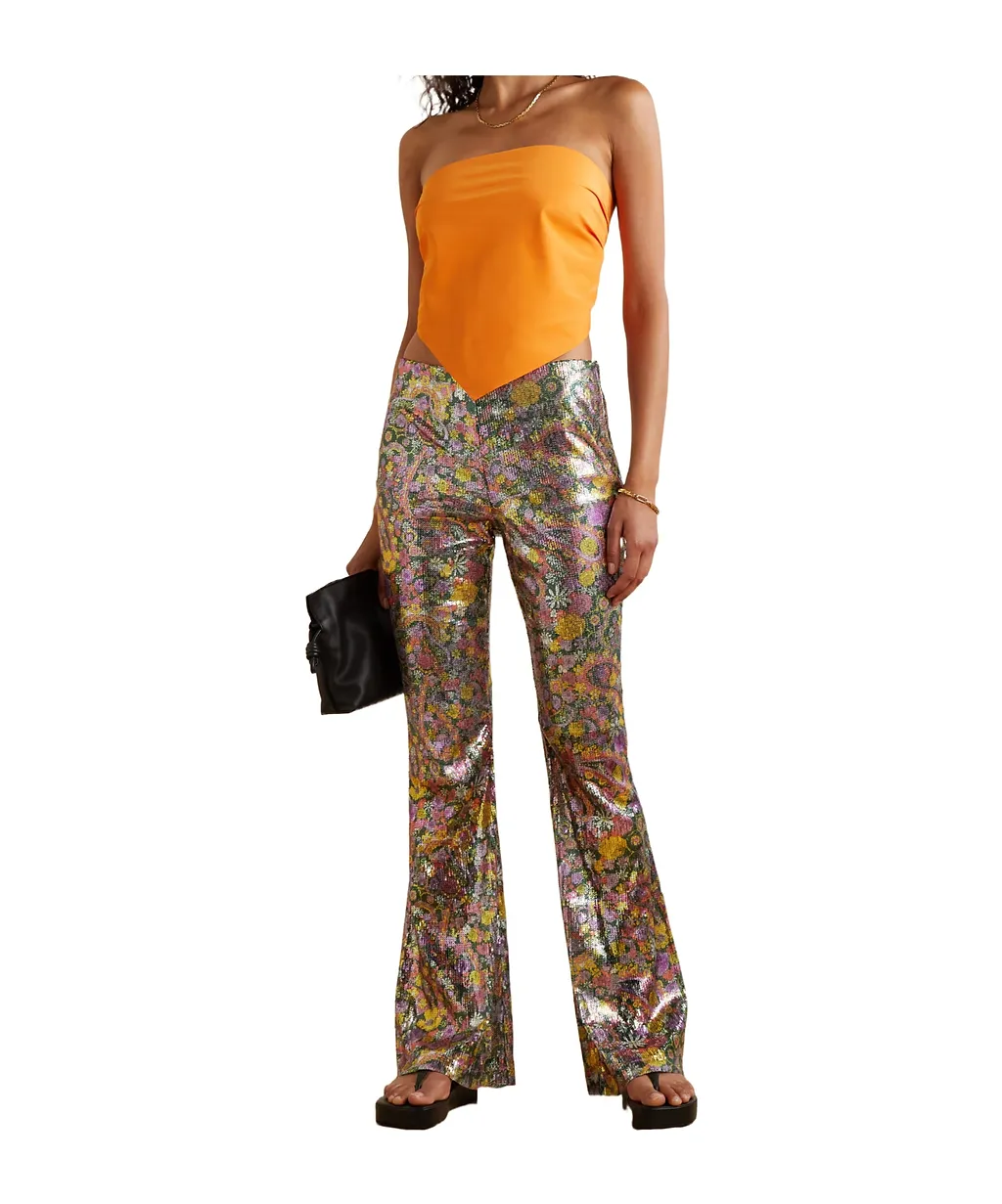 Sequined Tulle Flared Pants
