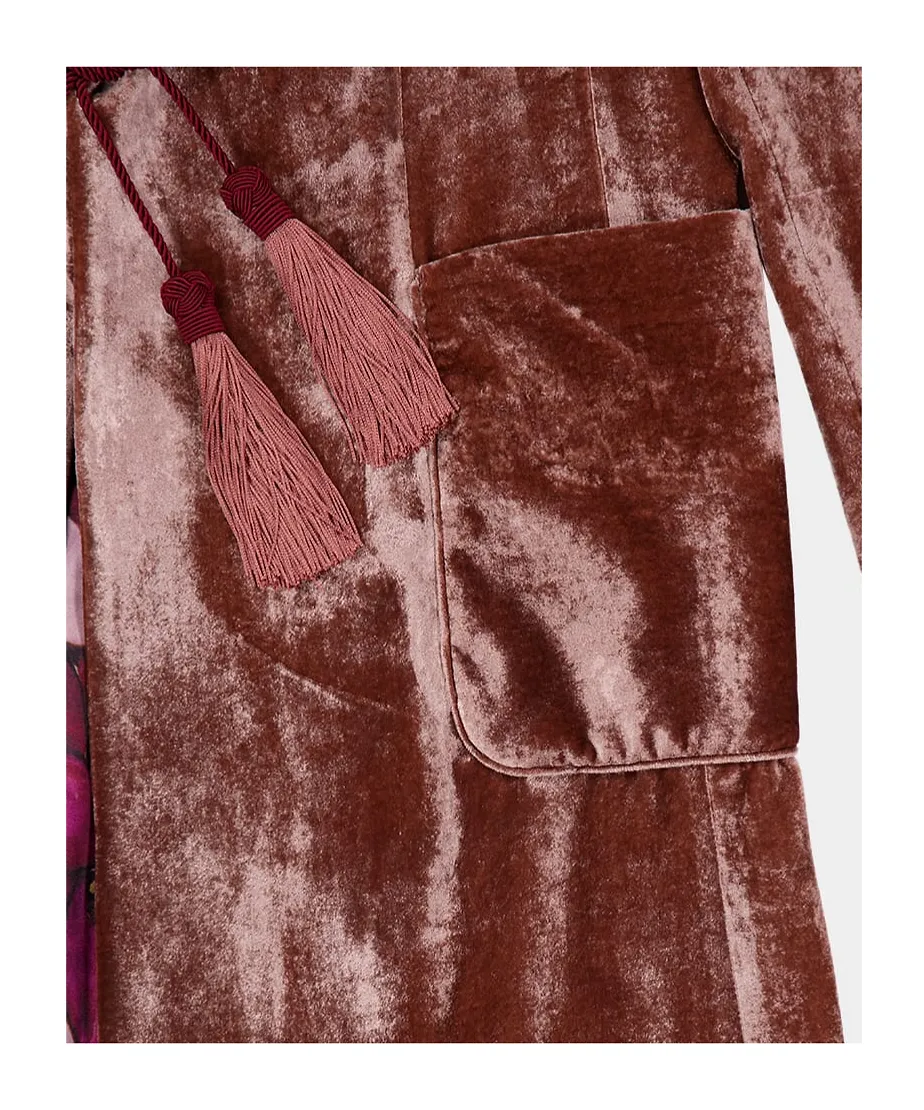 La Doublej Duster Belted Velvet Coat