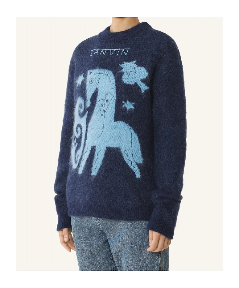 Animal-Graphic Crew-Neck Sweater