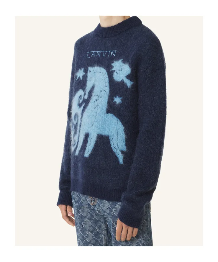 Animal-Graphic Crew-Neck Sweater