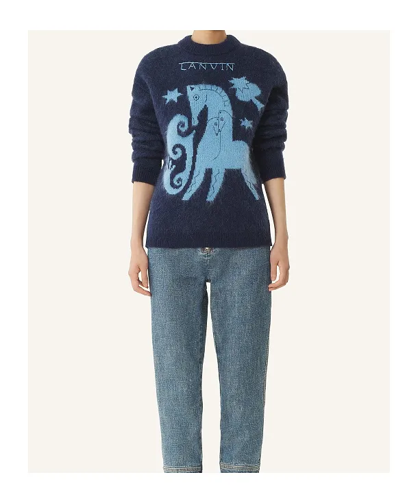 Animal-Graphic Crew-Neck Sweater