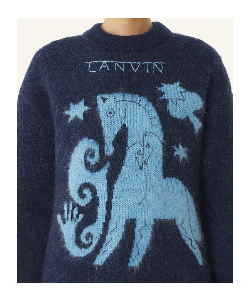 Animal-Graphic Crew-Neck Sweater
