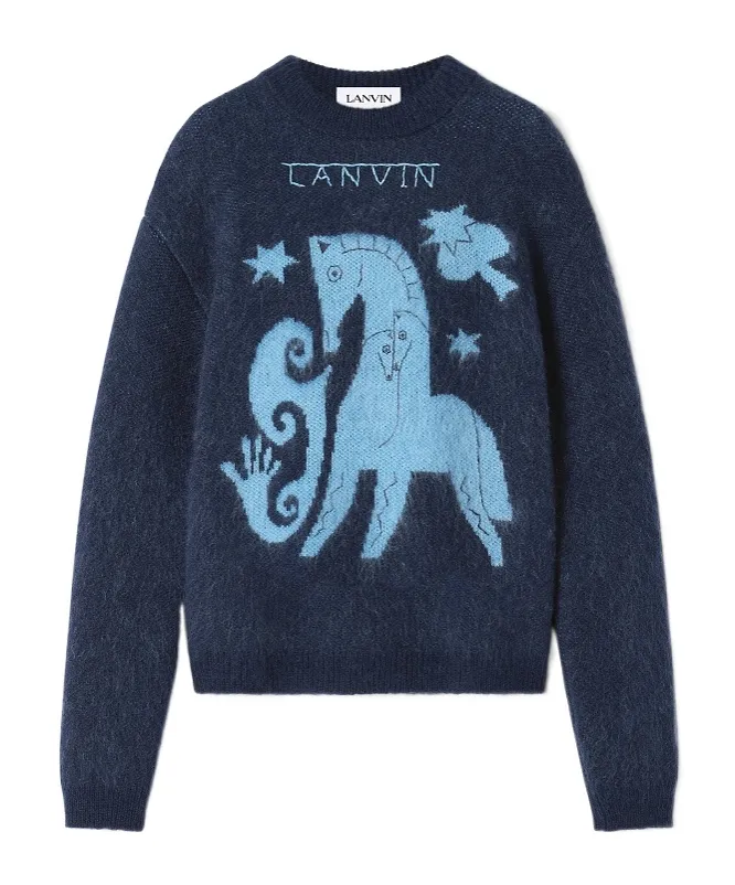 Animal-Graphic Crew-Neck Sweater