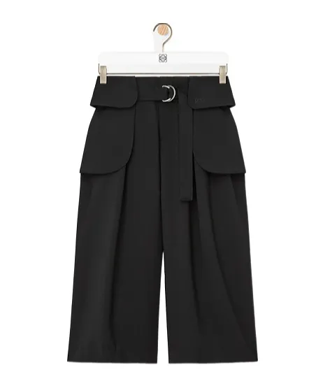 Cropped Cargo Trousers In Wool
