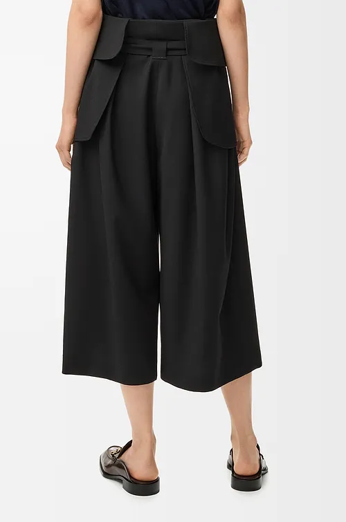 Cropped Cargo Trousers In Wool
