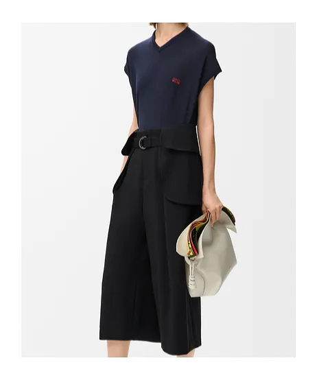 Cropped Cargo Trousers In Wool