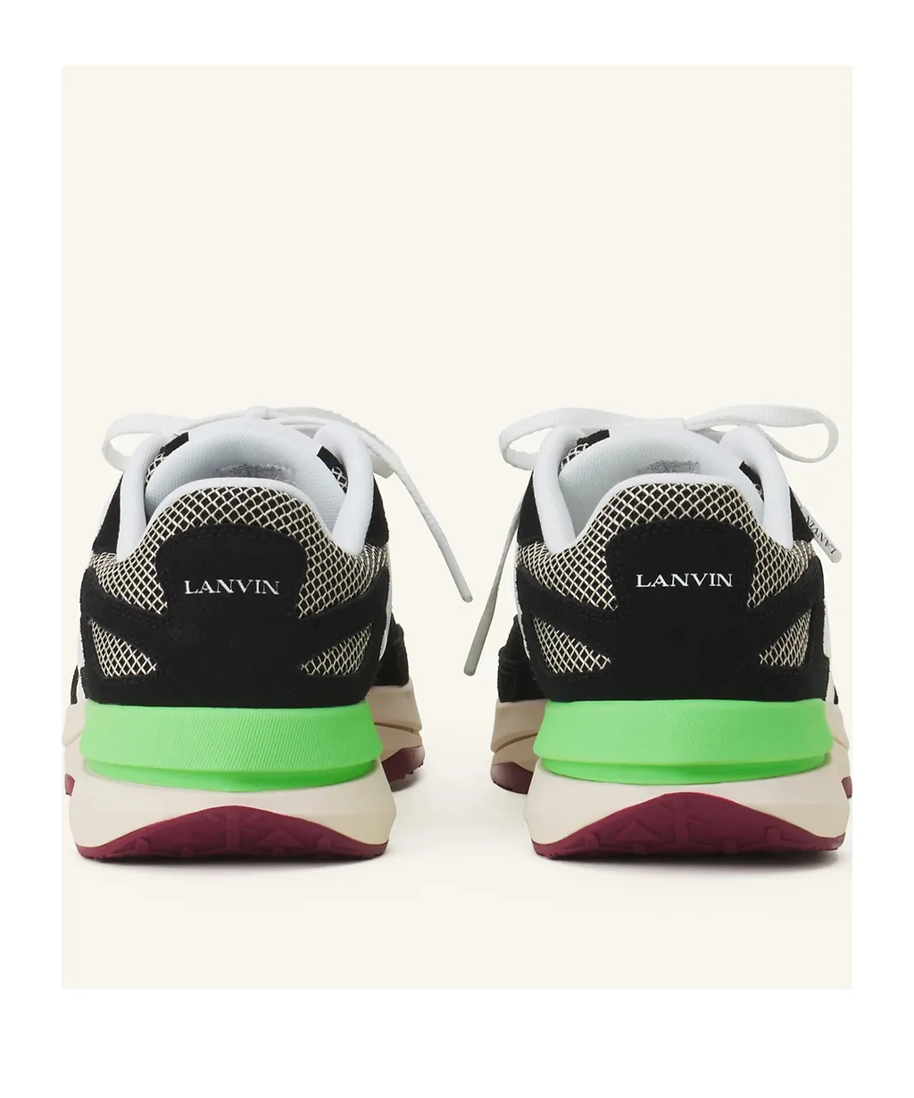 Mesh-Panel Leather Sneakers