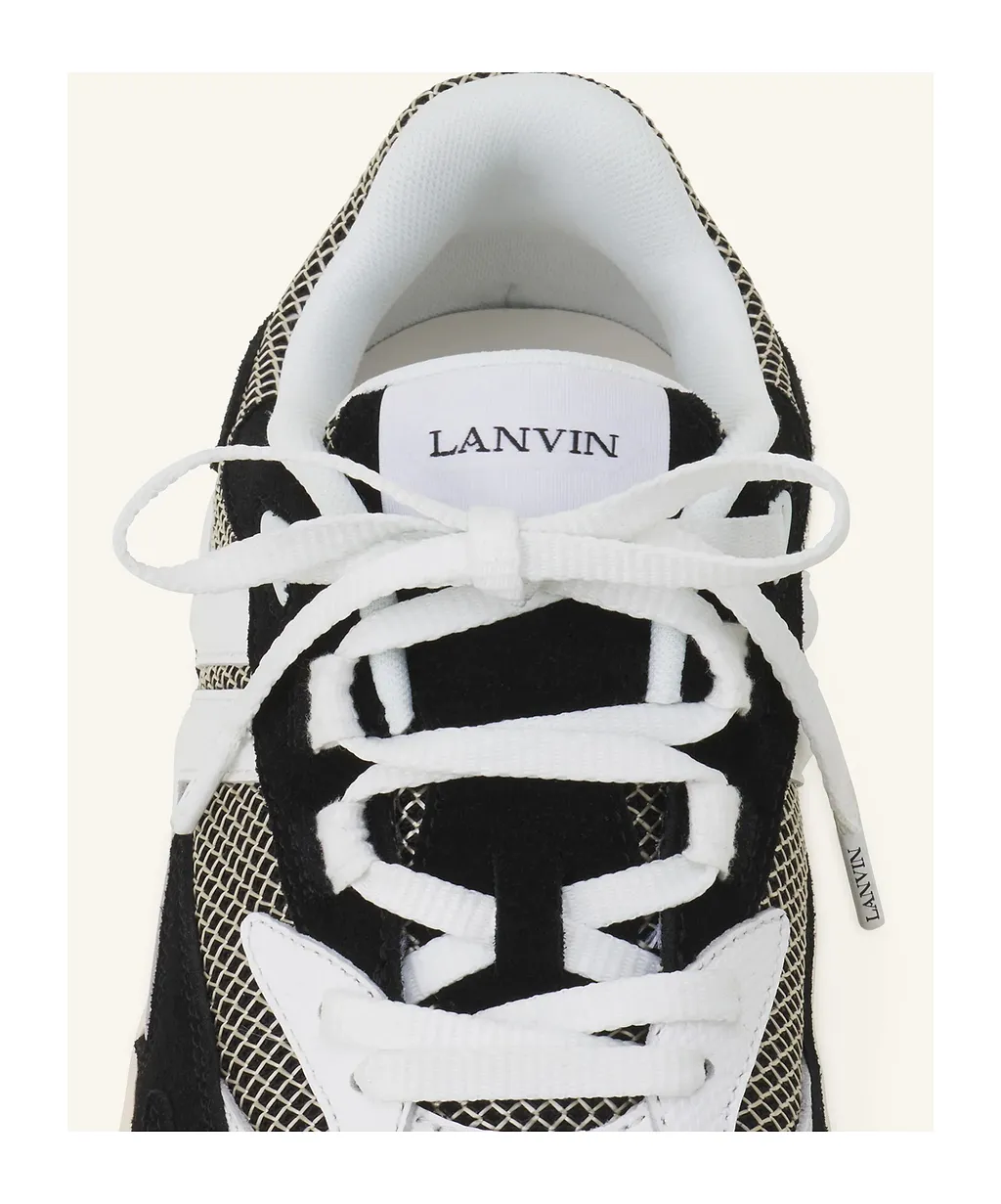 Mesh-Panel Leather Sneakers