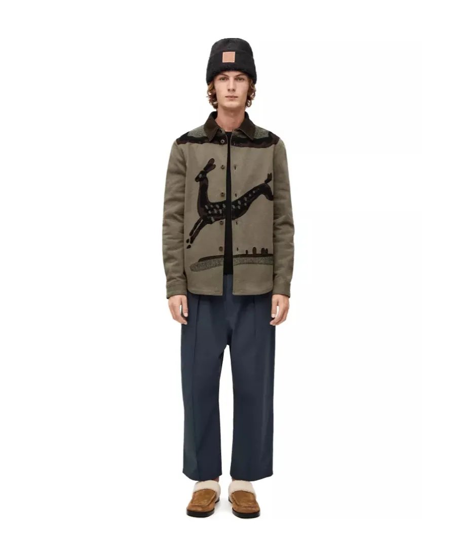 Deer Intarsia Overshirt In Denim