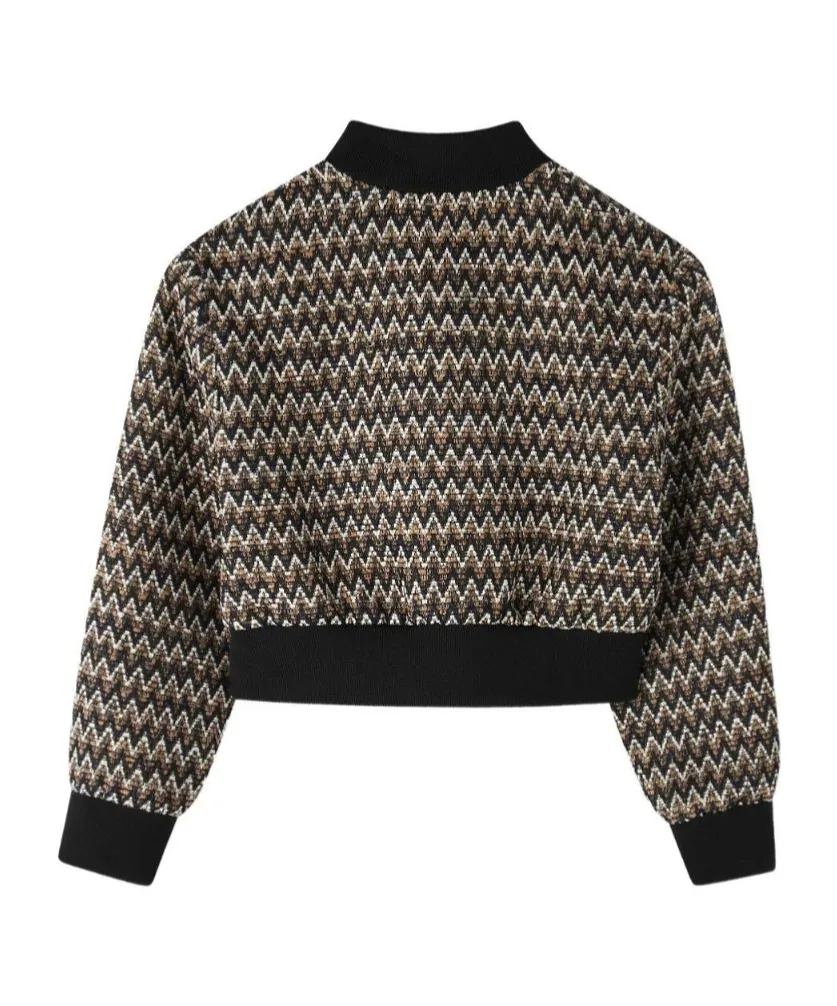Lanvin Enfant Zigzag Cropped Bomber Jacket