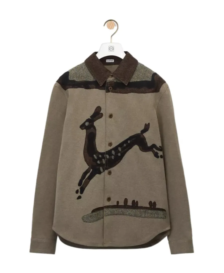 Deer Intarsia Overshirt In Denim