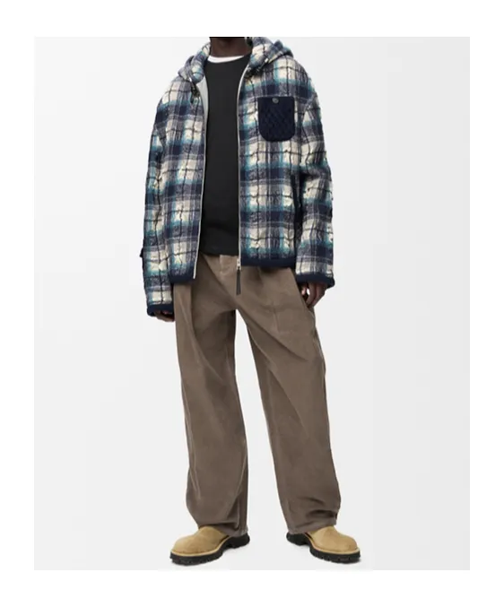 Loewe Textured Check Hooded Jacket