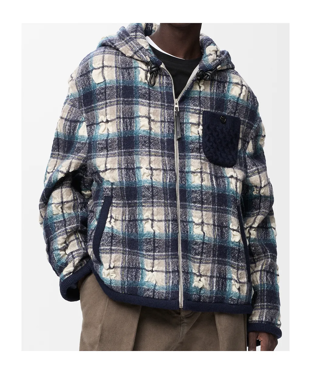 Loewe Textured Check Hooded Jacket
