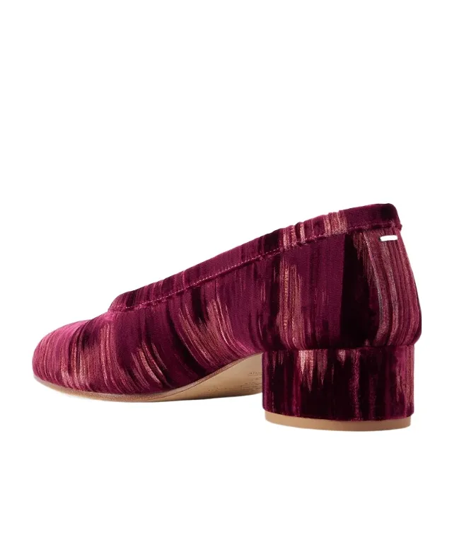 Tabi Ballerina Split-Toe Distressed Velvet Pumps