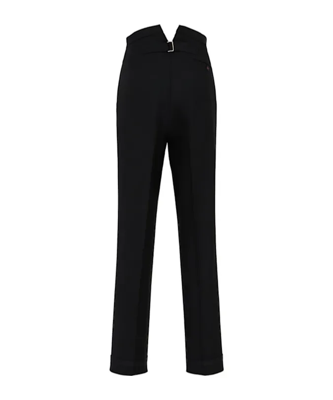 Wool Herringbone Straight Pants