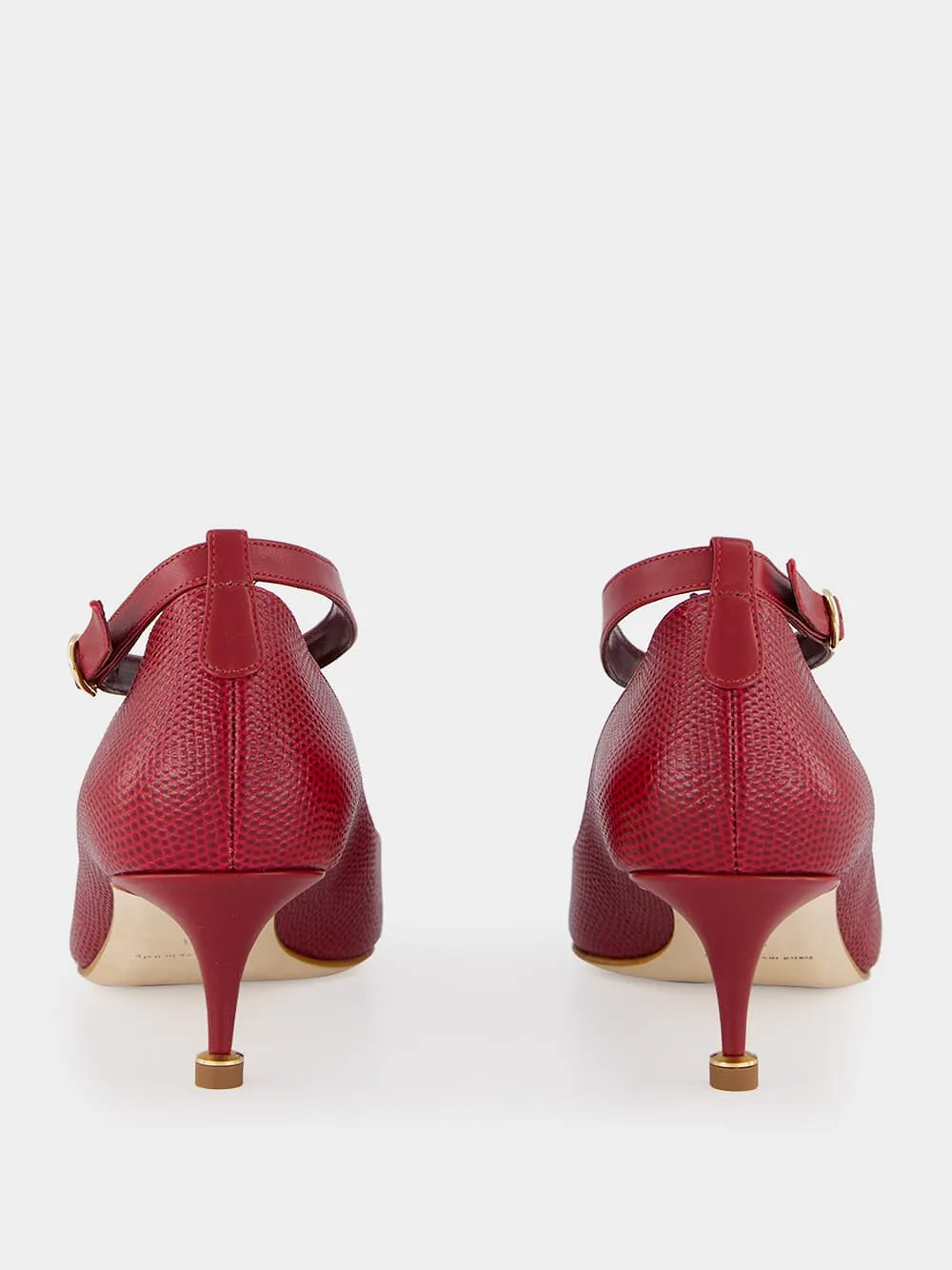 Manolo Blahnik Rosellon T-Strap Leather Kitten Pumps