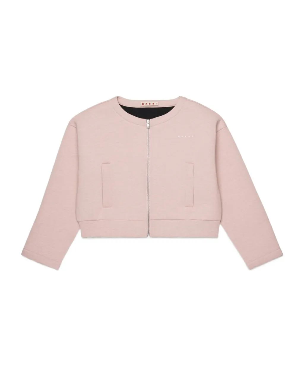 Marni Kids Logo Embroidered Zip-Up Jacket