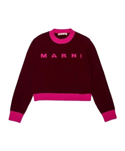 Marni Kids Logo Intarsia Knitted Jumper