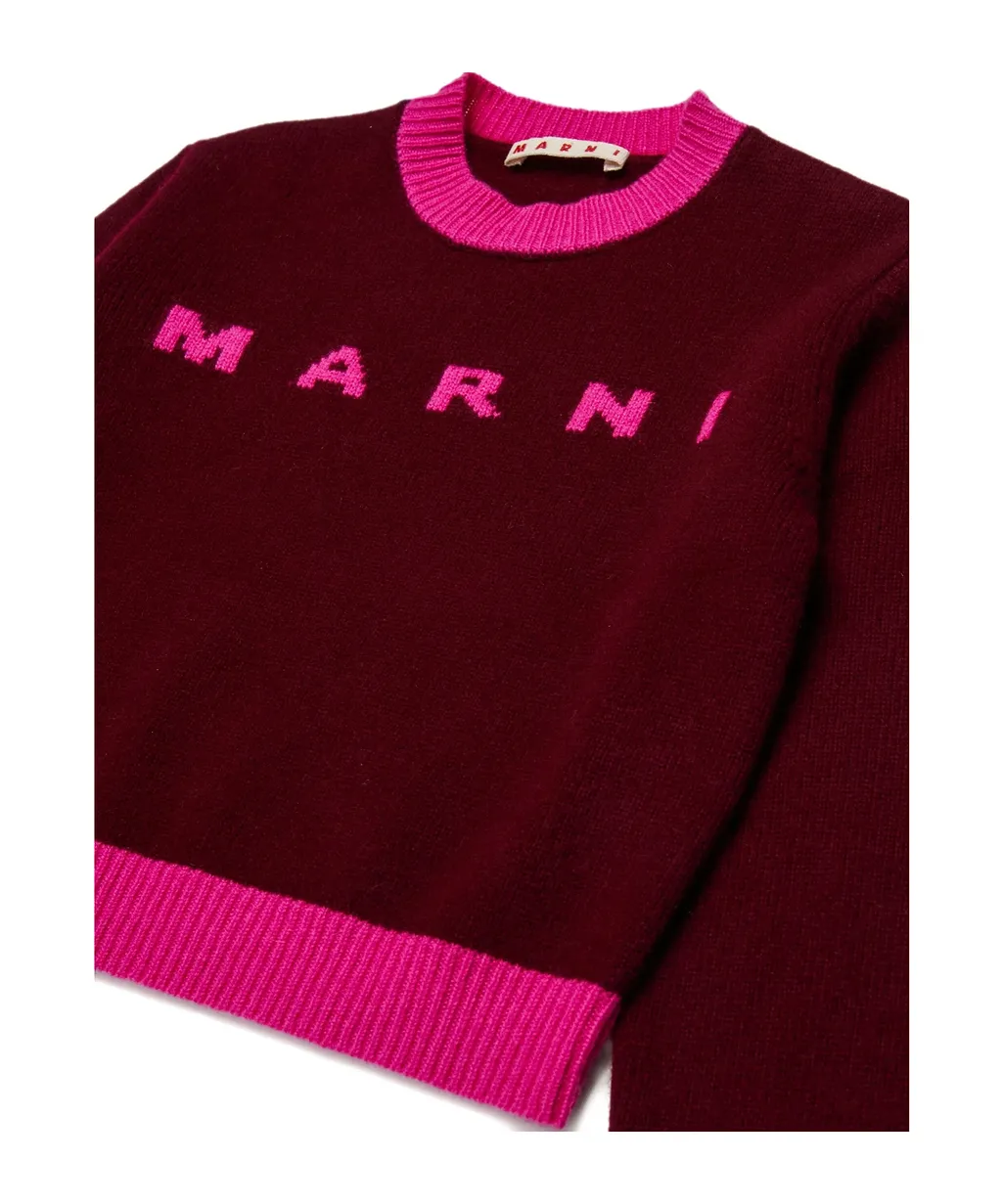 Marni Kids Logo Intarsia Knitted Jumper