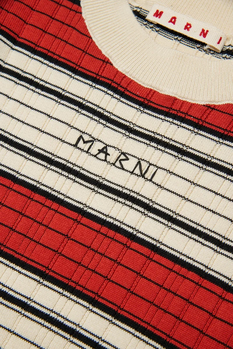 Marni Kids Logo Embroidered Striped Knitted Jumper