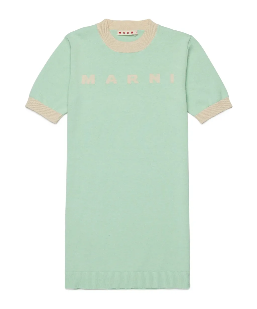 Marni Kids Logo Intarsia-Knit Short-Sleeved Dress