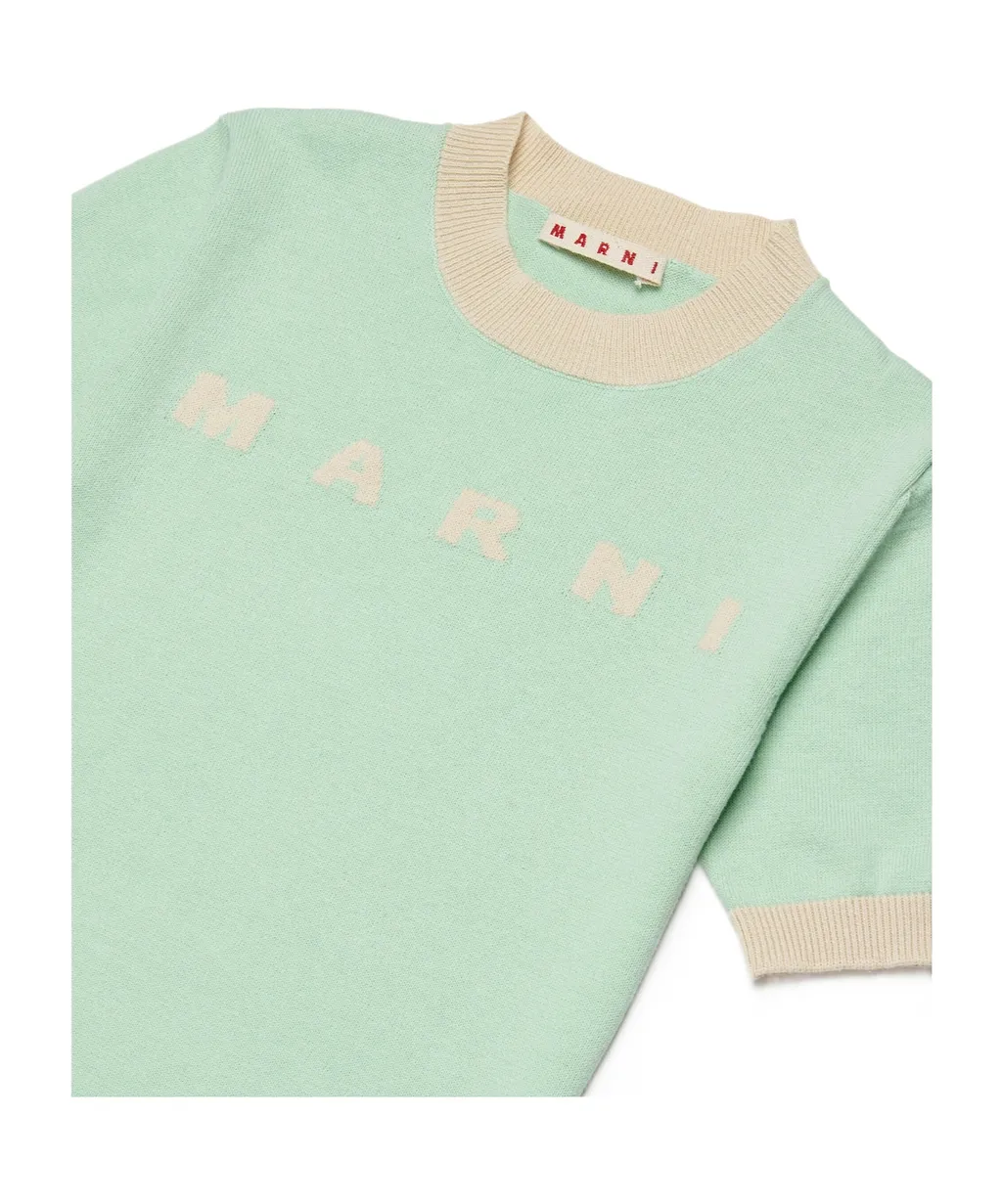 Marni Kids Logo Intarsia-Knit Short-Sleeved Dress
