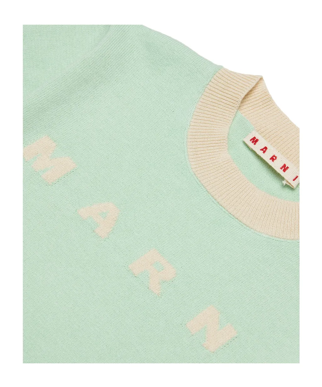 Marni Kids Logo Intarsia-Knit Short-Sleeved Dress