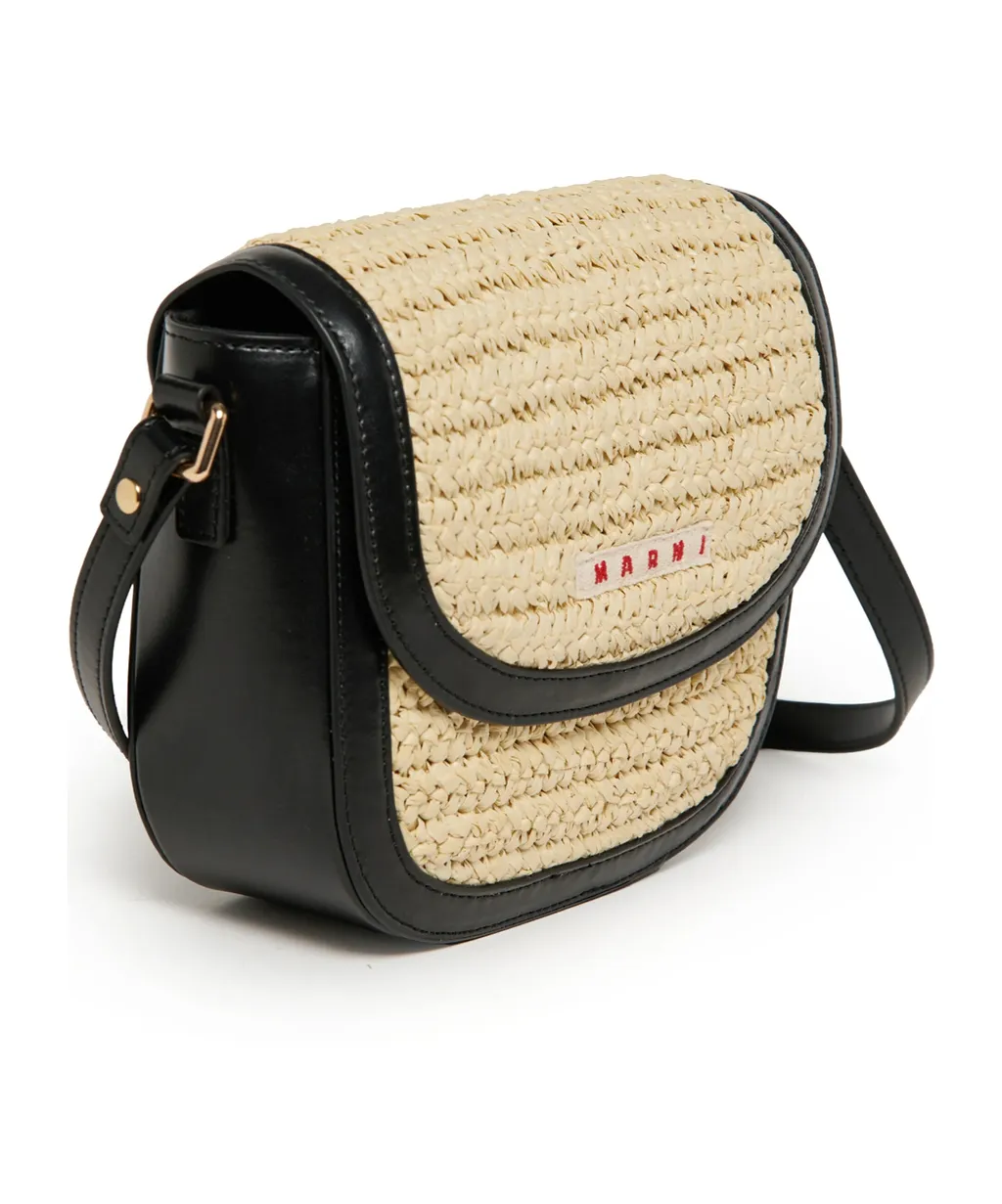 Marni Kids Raffia Effect Smile Shoulder Bag