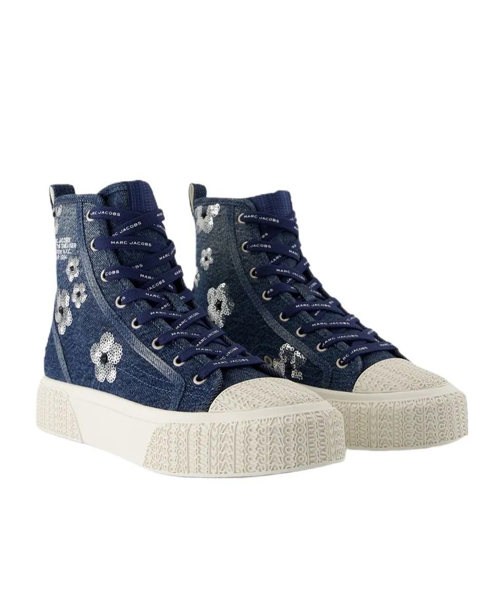 Denim High-Top Sneakers