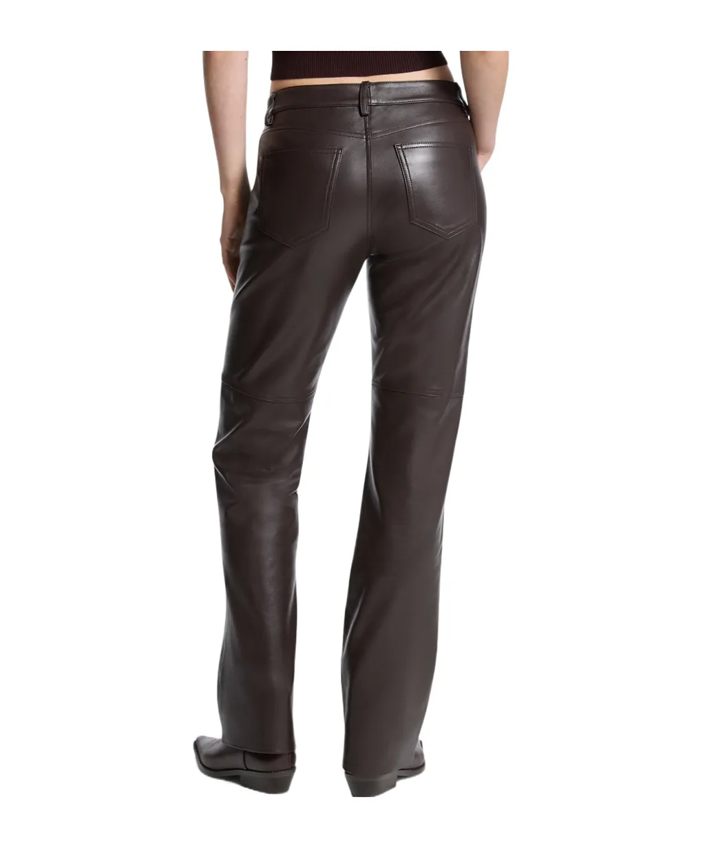 Michael Michael Kors Straight-Leg Leather Pants